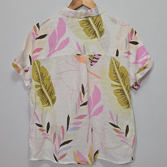 Cynthia Rowley 100% Linen Tropical Print Buttin Down Camp Shirt Size M  Resort - Picture 9 of 12